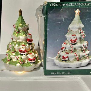 120V PLUG-IN LIGHTED PORCELAIN CHRISTMAS TREE - ITEM #TXL-GRN